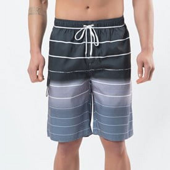 Bañador para hombre, grande y alto, con bolsillo lateral, pantalones cortos de playa a rayas con cordón y forro de malla, trajes de baño para hombre