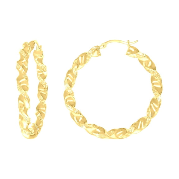 10k Yellow Gold Womens Diamond-cut Twisted Hoop Earrings 4mm-38 Jewelry Gift for Women