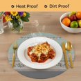 thumbnail image 4 of Turquoise Floral Round 15 Inch Placemats Set of 6, Modern Farmhouse Leaves Gray Striped HeatResistant Non Slip Place Mats for Dining Table, Wipeable Braided Kitchen Table Mats for Housewarming, 4 of 9