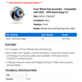 thumbnail image 2 of Front Wheel Hub Assembly - Compatible with 2003 - 2004 Buick Regal LS, 2 of 2