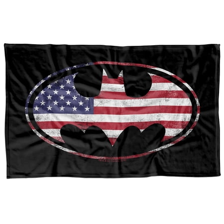 Batman American Flag Bat Logo Fleece Blanket 36 x 58 American Flag Bat Logo
