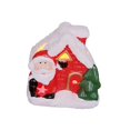 thumbnail image 4 of Casa iluminada de Navidad, figura de cerámica en miniatura, decoración de mesa navideña, Papa Noel, 4 of 9