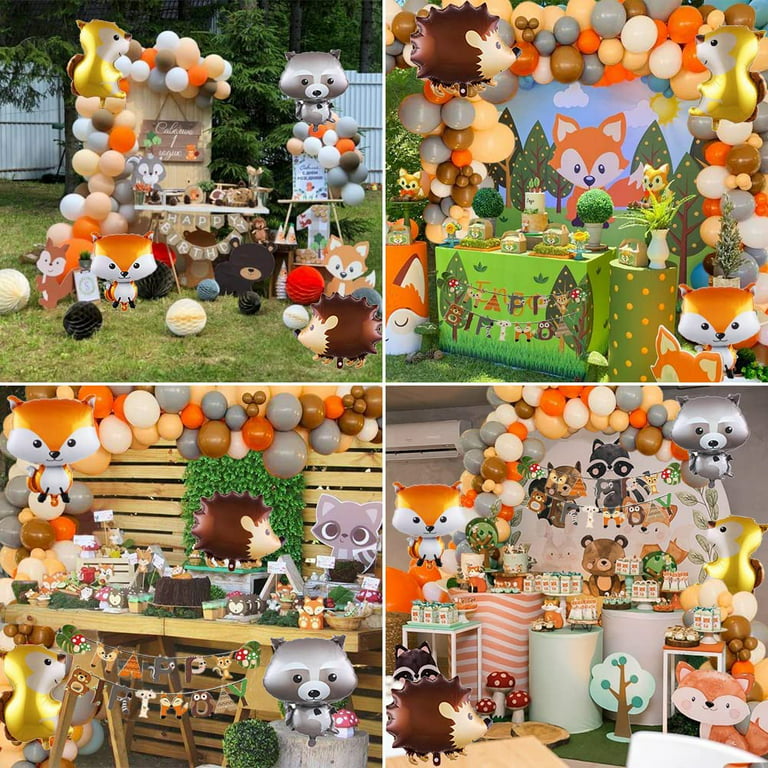 Forest Animal Theme Birthday Party Decorations for Children Baby Shower Birthday Balloon Decor Jungle Forest Fox Squirrel Balloons