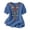 #0019-Blue, variant on Womens Boho Blouses Short Sleeve Split Neck Colorful Floral Embroidery Ethnic Casual Style Soft Comfortable Everyday Tops Gift