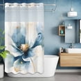 thumbnail image 6 of Spring Floral No Hooks Shower Curtain with Snap-in Liner Watercolor Blooming Blue Flower Botanical Shower Curtains for Bathroom, Waterproof, Easy Install, Washable 54"x78", 6 of 9