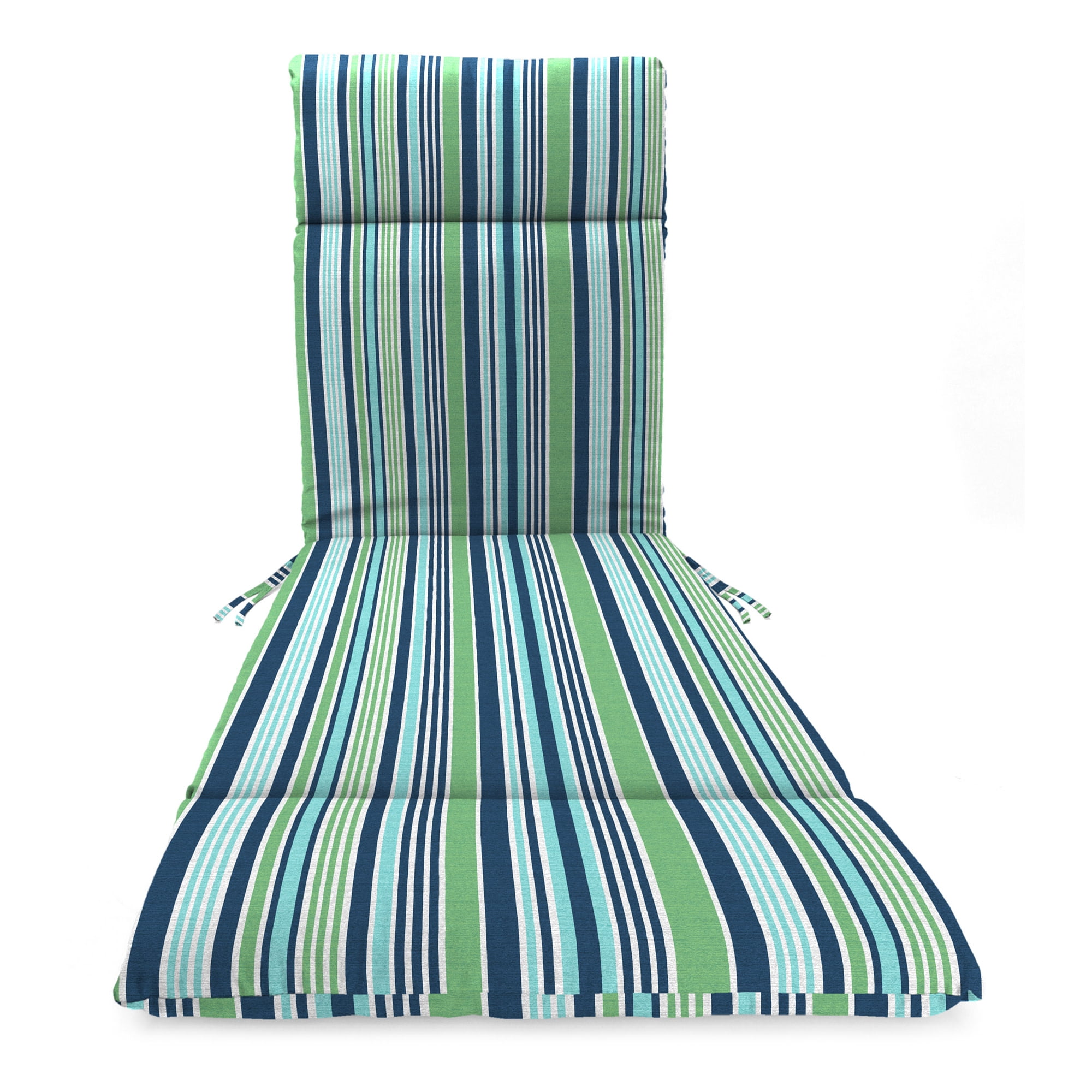 Jordan Manufacturing 72" x 21" Osio Nomad Blue and Green Stripe Rectangular Outdoor Chaise Lounge Cushion with Ties and Hanger Loop