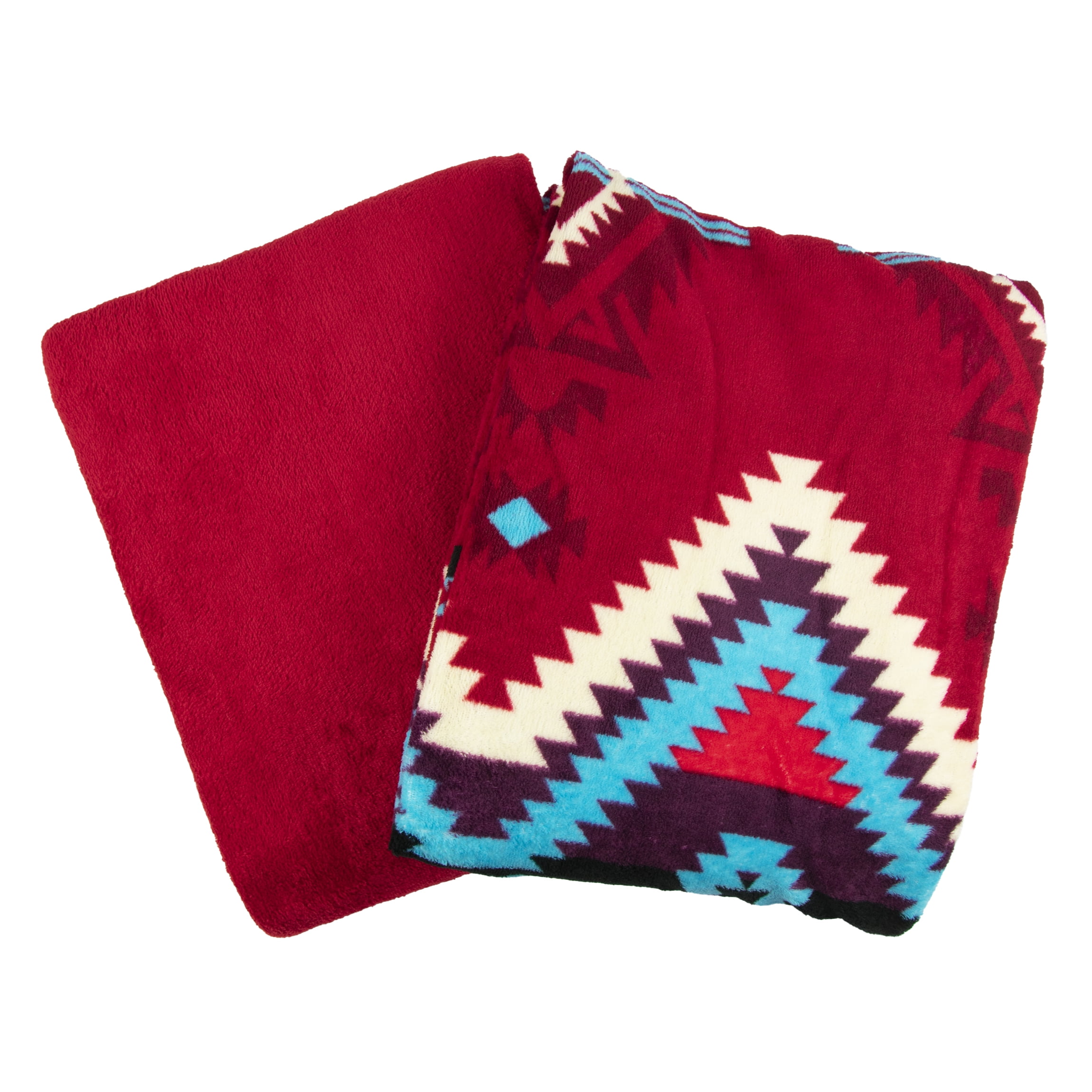 Canyon Sky Southwestern Inspired Throw Blanket Set in Burgundy and Red