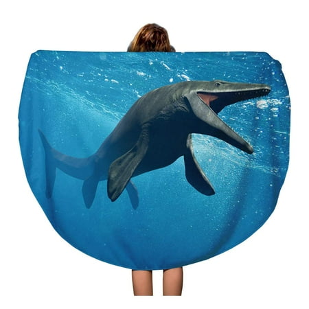 Lizard Bath Towel LADDKA 60 inch Round Beach Towel Blanket Mosasaurus Huge Ocean Lizard Extinct Mosasaur Between 70 Travel Circle Circular Towels Mat Tapestry Beach Throw ()