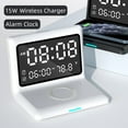 thumbnail image 3 of Multifunctional Digital Mirror 15W Wireless Charging with Large Dimmable Display Screen Snooze Function USB Output for Bedroom Living Room Office, 3 of 7
