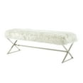 thumbnail image 4 of Inspired Home Frank Stainless Steel Faux Fur Bench Chrome Legs Modern, White, 4 of 8