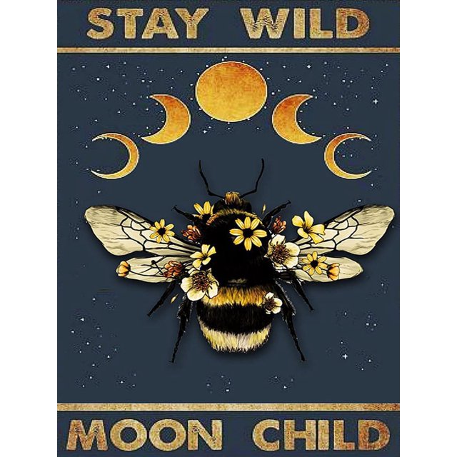 30x40 cm 5D DIY Pintura de Diamante Completa, Animal Abeja Luna, DIY Diamante Diamante de imitación Lienzo Pintura de Punto de Cruz por número para decoración de Pared Adultos niños