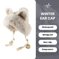 thumbnail image 3 of Opolski Thickened Warm Plush Hat Winter Warm Hat with Ears Wear Resistant Solid Color Windproof Cold Weather Thickened Plush Ear Protection Hat Beige, 3 of 8