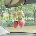 thumbnail image 3 of Hfzrzfh Ganchillo Fresa Y Flor Adornos Colgantes Para Coche Lindo Espejo Retrovisor Estético Accesorios Para Colgar Para Mujeres Y Niñas Decoración De Coche De Fibra De Poliéster Hecha A Mano, Paquete, 3 of 5