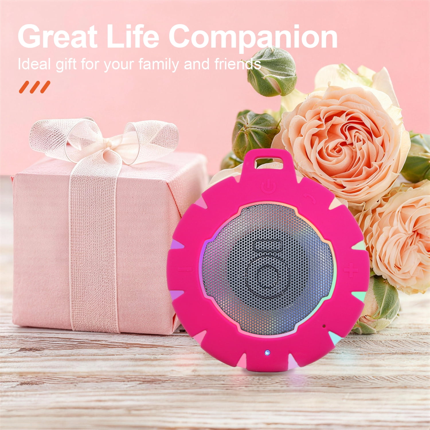 HEYSONG Shower Bluetooth Speaker, IP67 Waterproof Wireless Speakers, Stereo Bathroom Speaker, Portable Small Speakers for Kayak, Beach, Hiking, Boat Accessories, Gifts for Men-Red