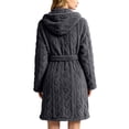 thumbnail image 7 of SHTXOZHI Women's Knit Robe Short Bathrobe Long Sleeve Hooded Homewear Warm Sleepwear With Pockets and Belt, 7 of 7