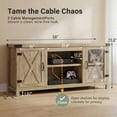 thumbnail image 5 of Vineego TV Stand for 65 Inch TVs, Farmhouse Oak Storage Cabinet with Cable Management and Hidden Compartment, 5 of 7