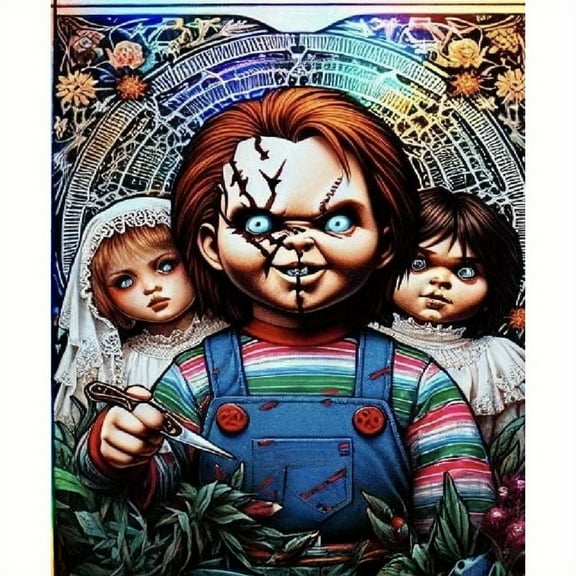 Chucky Diamond Painting Set (for Adults) 5D DIY Character Diamond Art Set (for Beginners) Round Full Diamond Diamond Painting Gem Art Crafts (Home Wall Decoration Gift)
