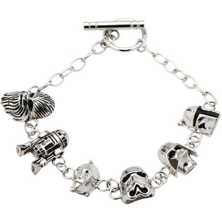 Star Wars Women's 925 Sterling Silver 3D Character Charm Toggle Bracelet, 7.5