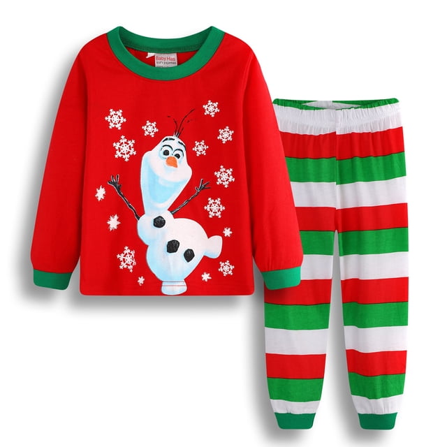 Conjunto de pijamas navideños para niños, ropa de Mickey, ropa de dormir para niños, Pijamas de dibujos animados de algodón para bebés, pijamas de invierno y otoño 90 2T Gao Jinjia LED