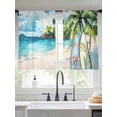 thumbnail image 2 of Summer Beach Sheer Curtains 45 Inch Length 2 Panels Set for Living Room/Bedroom, Tropical Coastal Palm Tree Surfboard Semi Curtain Sheers Drapes Rod Pocket Curtains Window Treatment Set 52''x45''x2, 2 of 7