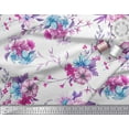 thumbnail image 3 of Soimoi Blue Polyester Crepe Fabric Leaves & Floral Print Sewing Fabric BTY 52 Inch Wide, 3 of 3
