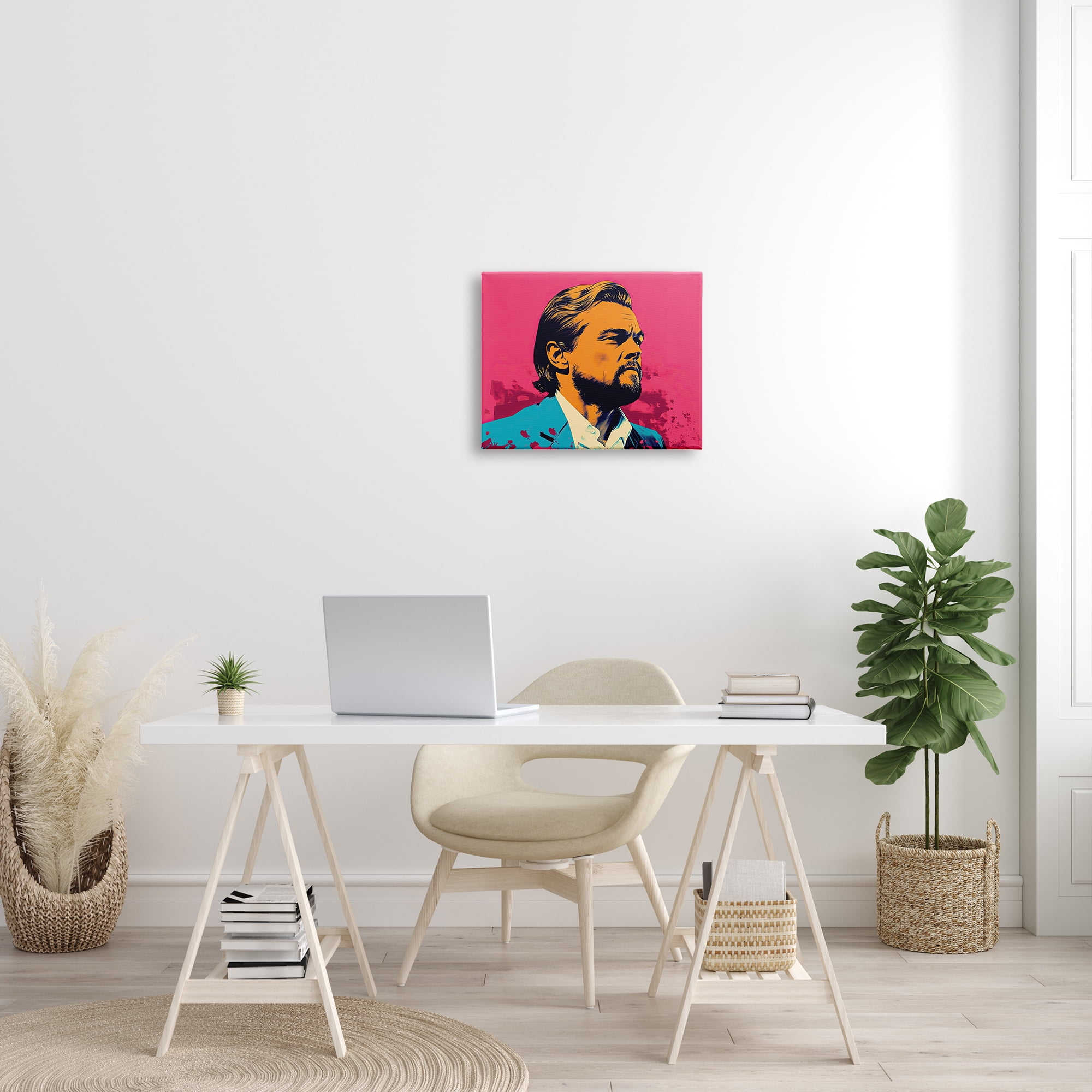 Stupell Industries Pop Style Leonardo DiCaprio Abstract Painting Gallery Wrapped Canvas Print Wall Art, 20 x 16