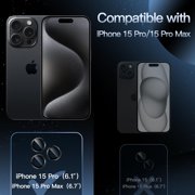 JETech Camera Lens Protector for iPhone 15 Pro 6.1-Inch and iPhone 15 Pro Max 6.7-Inch, 9H Tempered Glass Metal Individual Ring Cover, HD Clear, 3-Pack (Space Black)