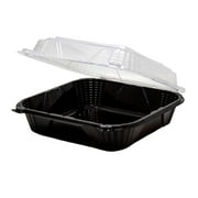 Genpak PV200 Black/Clear 9.25 x 9.125 x 3 Hinged Container - 150 / CS