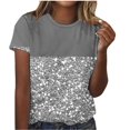 thumbnail image 2 of Womens Grapchic Shirts Short Sleeve Casual Round Neck T-Shirts Loose Pullover Outdoor Tops Blouses (L, Gray-B), 2 of 4