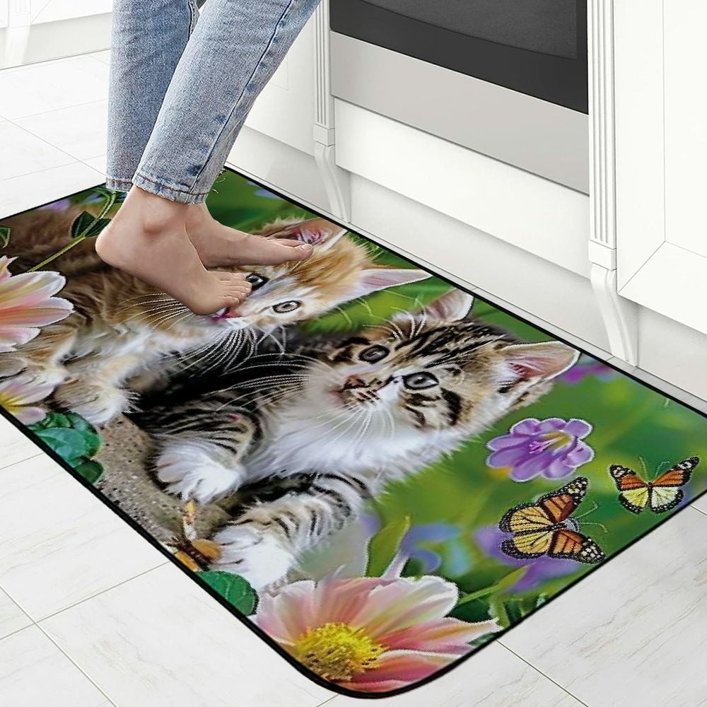 PHYHOO Dreamy Kittens Decorative Door Mat, Door Mat with Non-Slip Rubber Backing, Easy Cleaning, Traps Dirt, Rug for Entry, Patio, Garage 19.68*47.24 in