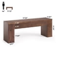 thumbnail image 3 of Finmind Solid Wood Dining Bench with Sturdy Legs, 47.24-Inch Farmhouse Entryway Bench Indoor for Kitchen, Dining Room, Brown, 3 of 10