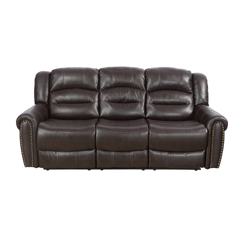 MAYEERTY 85" Modern Semi PU Synthetic Leather Loveseat Recliner Sofa Stylish Business Function Sofa for Living Room，Brown