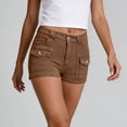 thumbnail image 7 of Women's Cargo Shorts Multi Pocket Utility Jean Shorts Casual Streetwear Mid Rise Short Denim Pants Outdoor Summer Wear Brown S, 7 of 7