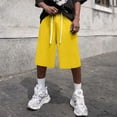 thumbnail image 5 of Men's Baggy Sweat Shorts Fleece Cotton Y2k Casual Under Knee Raw Hem Gym Shorts with Pockets, L, 5 of 6