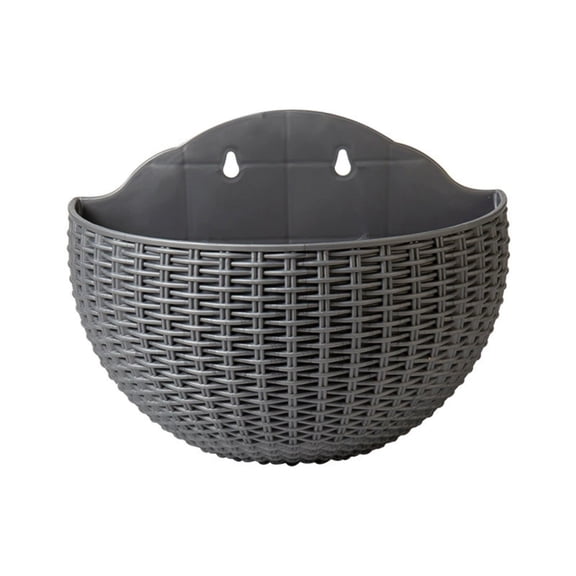 YaoZQ 8.3" Rattan Wall Hanging Planter, Semi-Circular Pot. Woven Look Basket for Balcony Railing, Fence & Garden Decor
