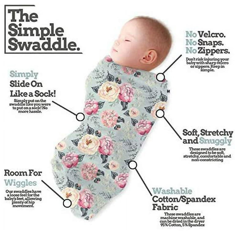 Henry Hunter Baby Swaddle Cocoon Sack Soft Stretchy Comfortable Cotton Receiving Blanket for Infants Newborns 0 3 Months Peony Bouquet Light