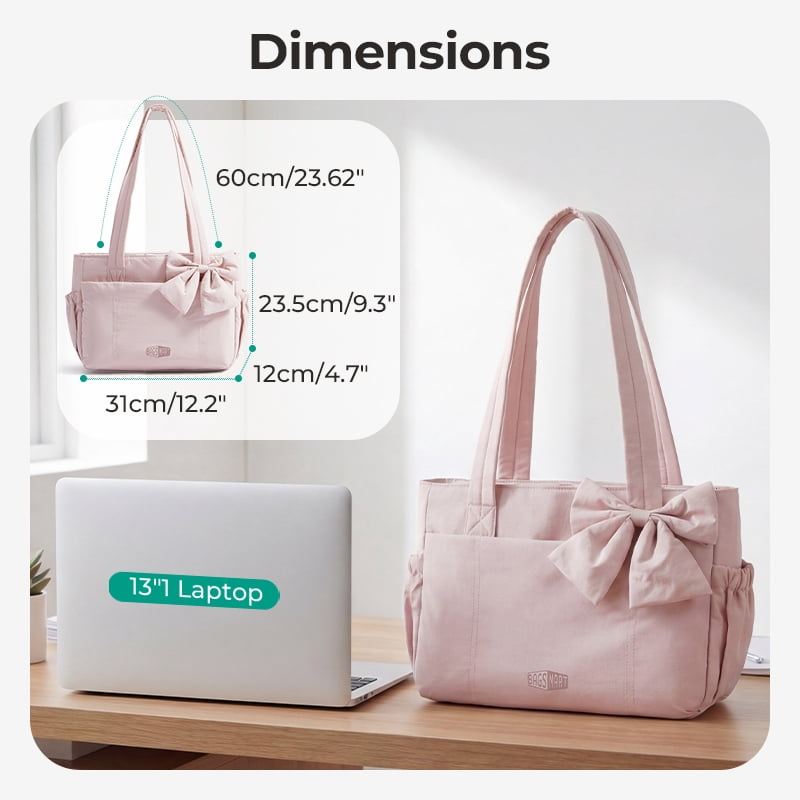 BAGSMART Lightweight Tote Bag for Women, Everyday Casual Shoulder Handbags for Travel, Work, Beach, Gym, Shop, Pink
