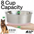 thumbnail image 4 of Dog Bowl Set of 2, Heavy Duty Stainless Steel Bowls by GORILLA GRIP, Holds 8 Cups, Light Pink, 4 of 9