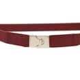 thumbnail image 4 of Women Dark Red Skinny Elastic Waistband Belt Gold Buckle S M, 4 of 9