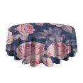 thumbnail image 5 of Pioneer Flower Floral Print Pattern Round Tablecloth 60"x60",Wrinkle Wipeable Table Cloth for Kitchen Dining Room Picnic Patio Party, 5 of 6