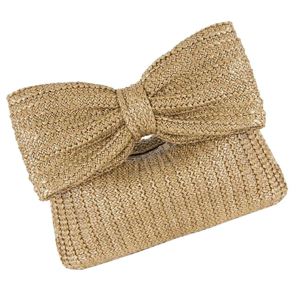 Straw Bow Purse Summer Clutch Purse Women Straw Handbag Vacation Party Clutch