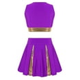 thumbnail image 2 of TiaoBug Kids Girls Cheer Leader Uniform Sleeveless V Neckline Crop Top+Skirt Halloween Outfit Purple 6, 2 of 7