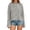 Grey, variant on Long Sleeve Striped Tee with Contrast Collar, Women's Loose Fit Casual Top, Everyday Relaxed Shirt