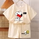 thumbnail image 2 of Camiseta de Snoopy para niño y niña, conjunto de 2 piezas, pantalones cortos, Tops de dibujos animados, chándales deportivos, trajes, regalo de cumpleaños, 2 of 5