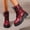 Red, variant on Women Platform Combat Boots, Lace‑Up Ankle Booties with Metal Buckle Strap, Chunky Lug Sole Short Boots