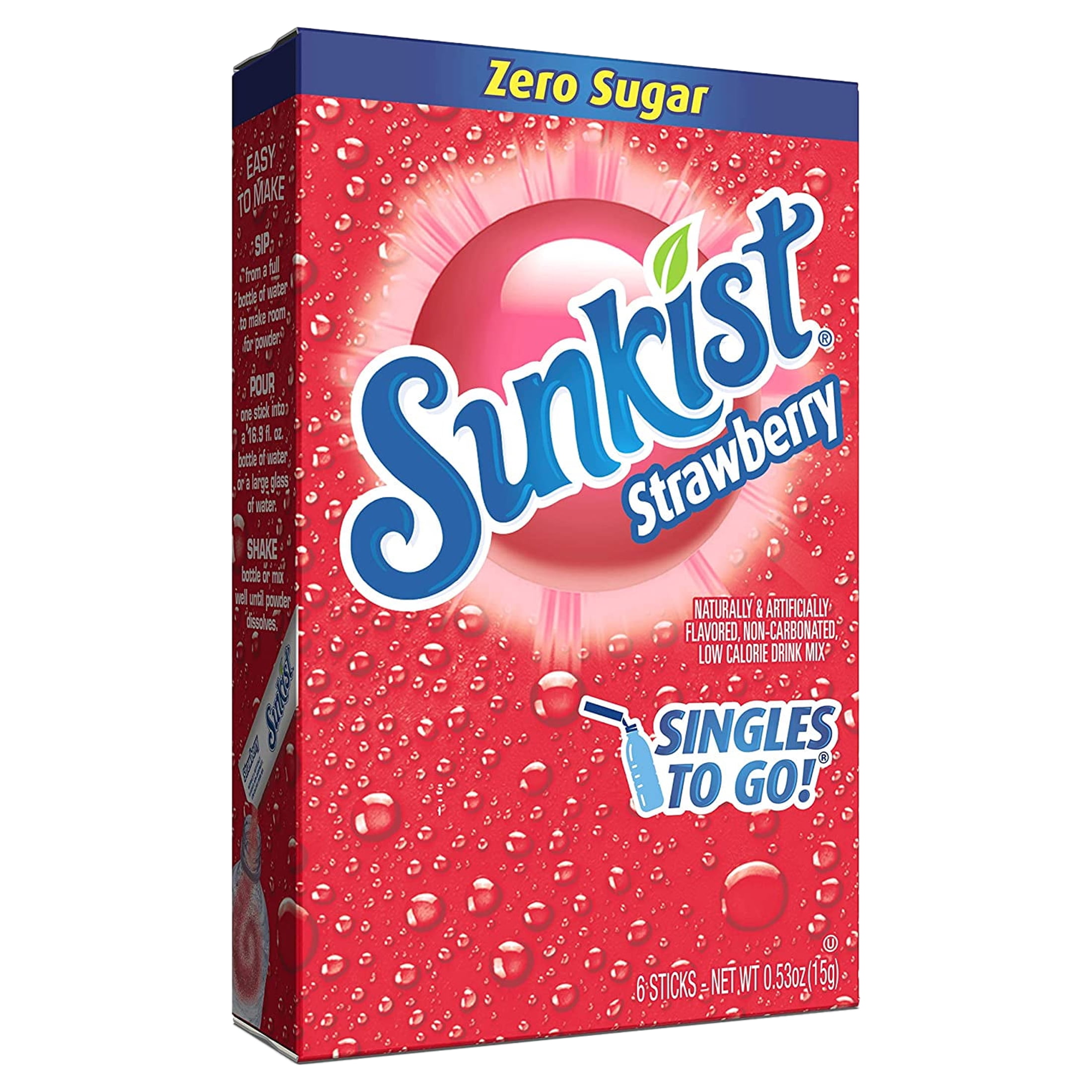 Sunkist Strawberry Soda Singles To Go Drink Mix (12 Boxes with 6 Packets Each/72 Total Servings/Non-Carbonated and Sugar-Free), 6.36 Oz