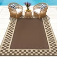 thumbnail image 2 of Waterproof Reversible Outdoor Rug - Large Plastic Straw Patio Mat, Lightweight & Collapsible,Weather-Resistant,With Stakes & Carry Bag,Perfect for RV Awning,Balcony,Camping, 10x14ft Peony Brown Coffee, 2 of 8
