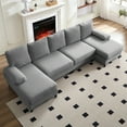 thumbnail image 1 of BALUS 114" Linen U Shaped Sectional Sofa,Oversize Modular Couch and Sofa for Living Room, 4-Seat Sectioanl Sofa with Chaise, Light Grey, 1 of 7