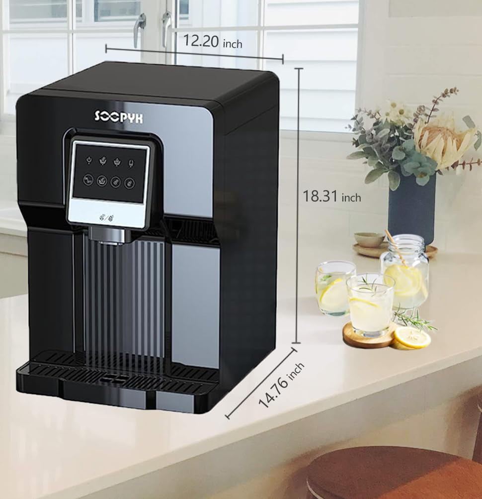 SOOPYK Countertop Bottleless Water Cooler Dispenser with Ice Maker with Water Line 18LBS Daily Capacity (without FILTER)