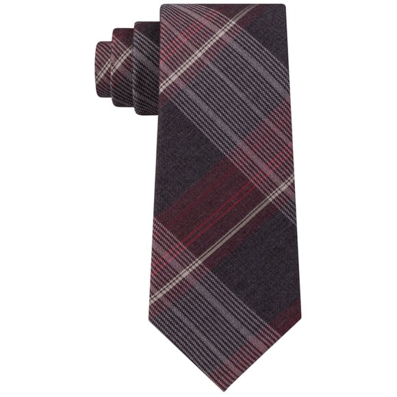 Kenneth Cole Mens Best of Plaid Self-tied Necktie, Red, One Size